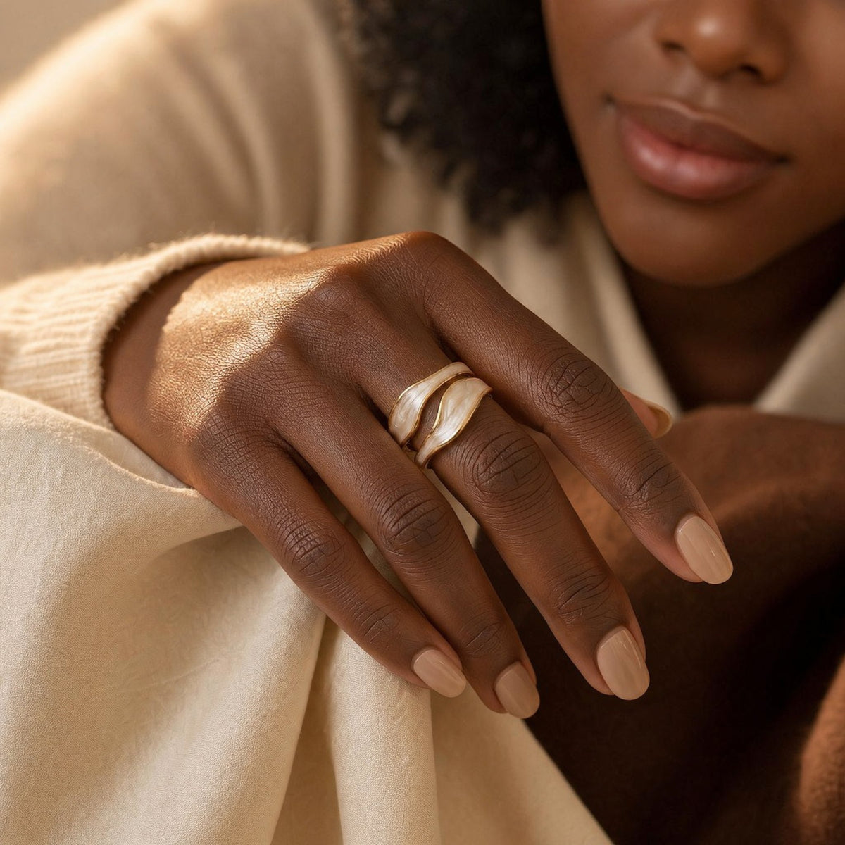 Silver and Gold Sculptural Cuff Ring