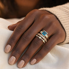 Gold Stacked Geometric Ring Set
