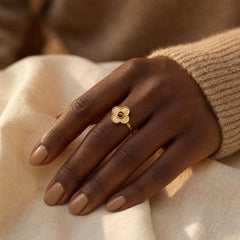 Gold Floral Open Ring