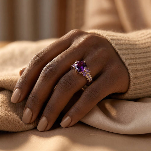 Gold Amethyst Accent Ring