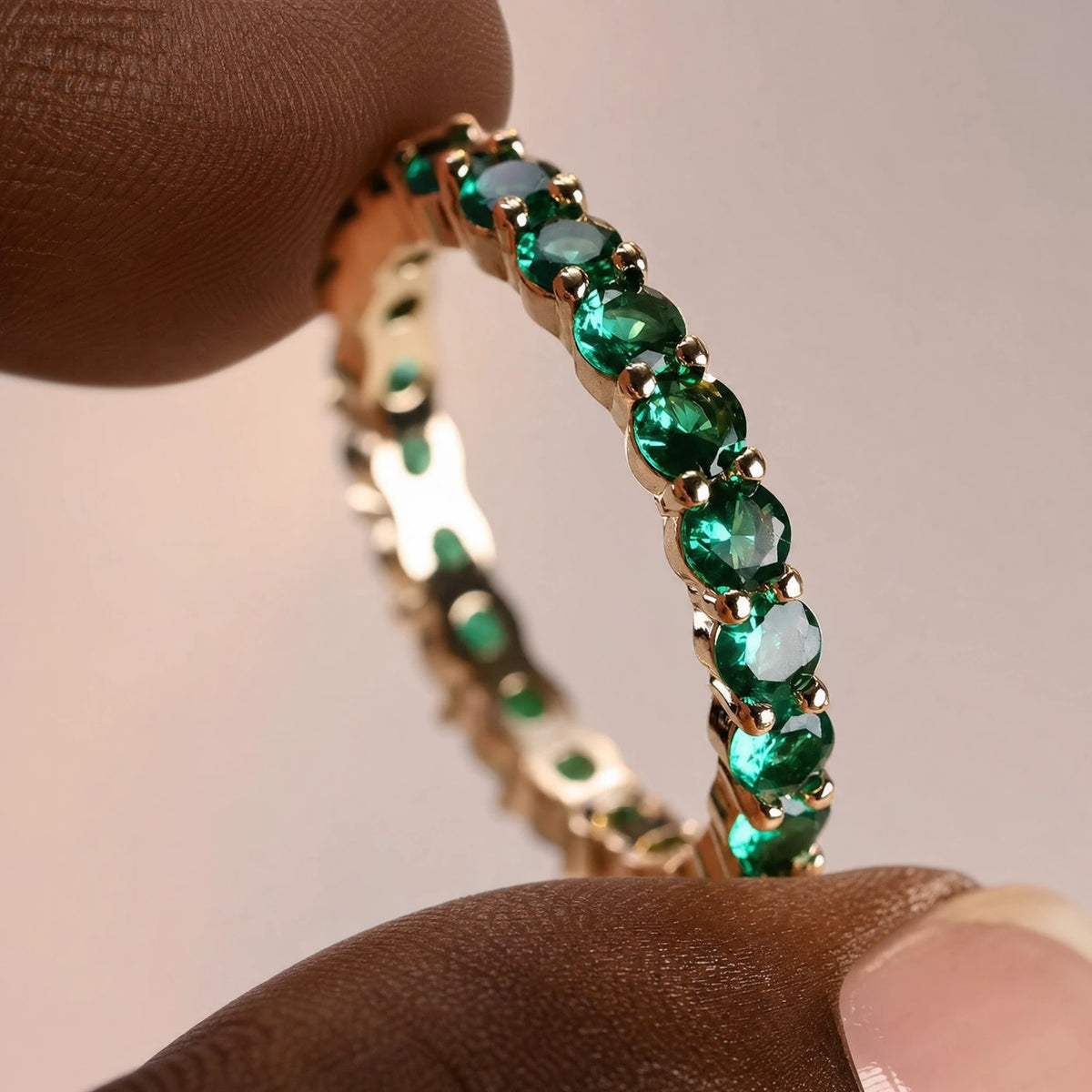 Gold Emerald Eternity Ring