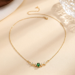 Gold Emerald Minimalist Necklace