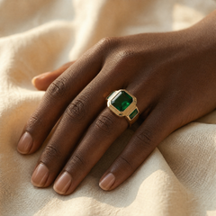 Gold Emerald Signet Ring