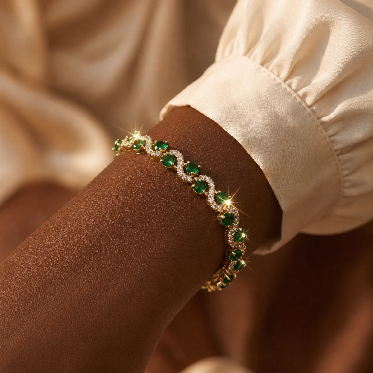 Gold Emerald Halo Bracelet