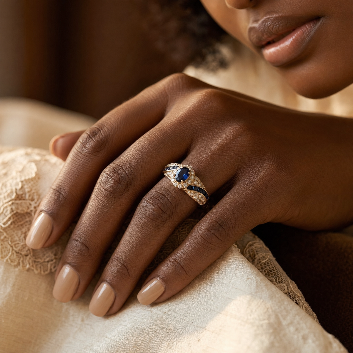 Gold Sapphire Band Ring