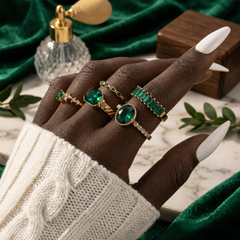 Gold Emerald Ring Set