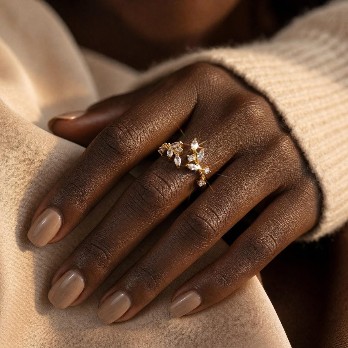 Gold Open Leaf Ring