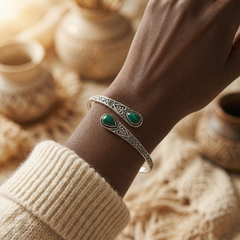 Silver Emerald Vintage Bangle