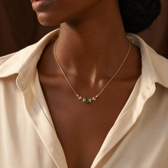 Gold Emerald Minimalist Necklace