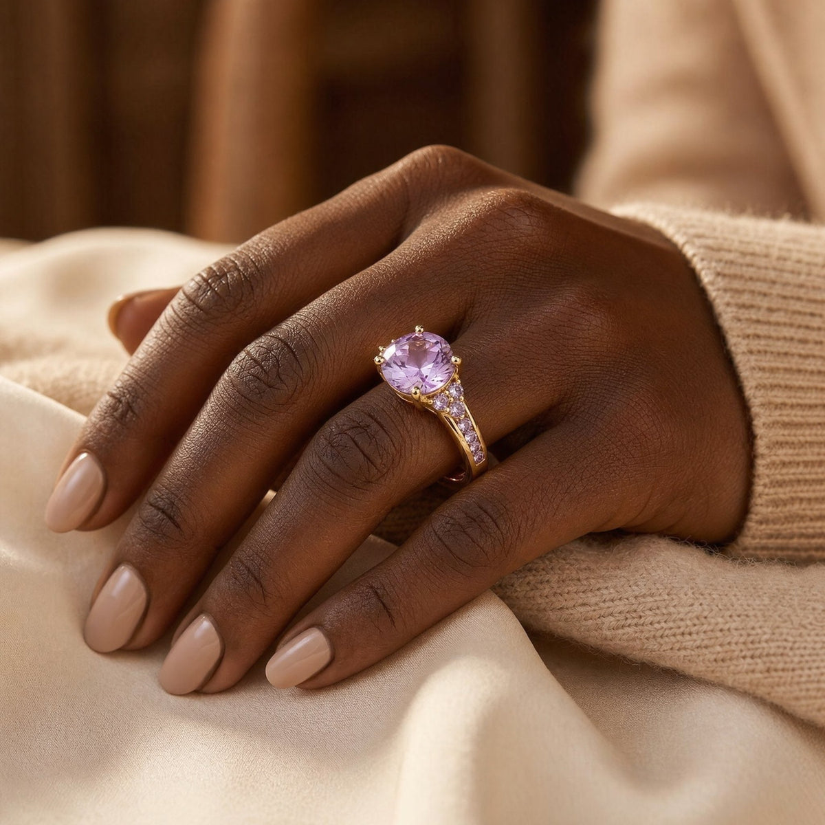 Gold Amethyst Cluster Ring