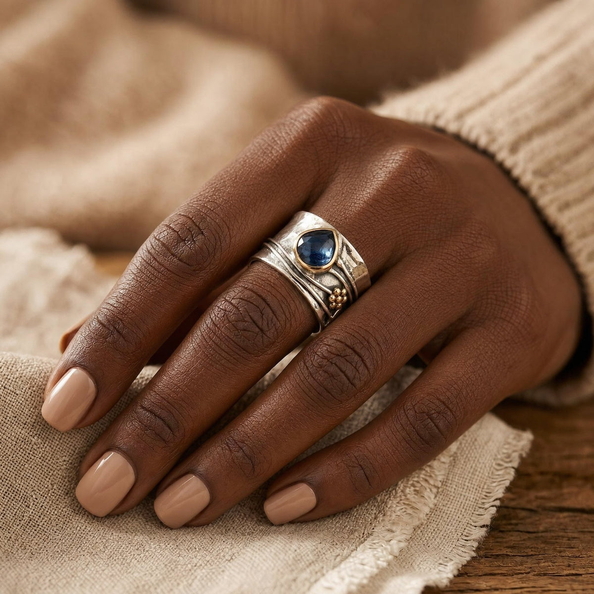 Silver and Gold Bezel Accent Ring