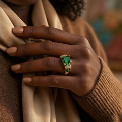 Gold Emerald Multi-Stone Ring