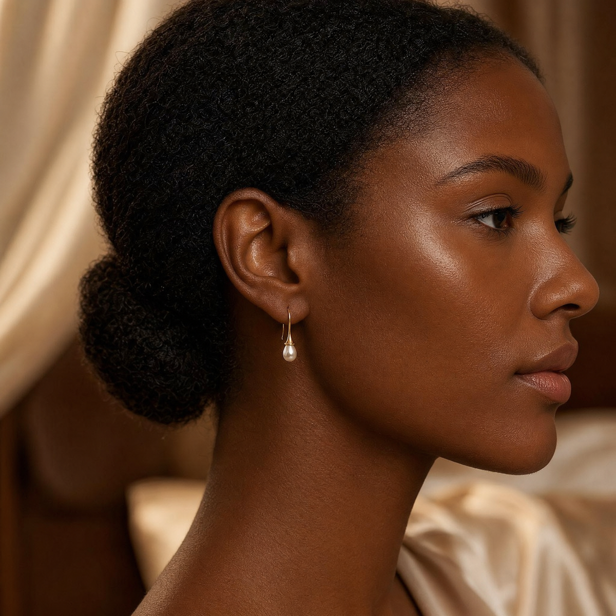 Gold Pearl Drop Earrings