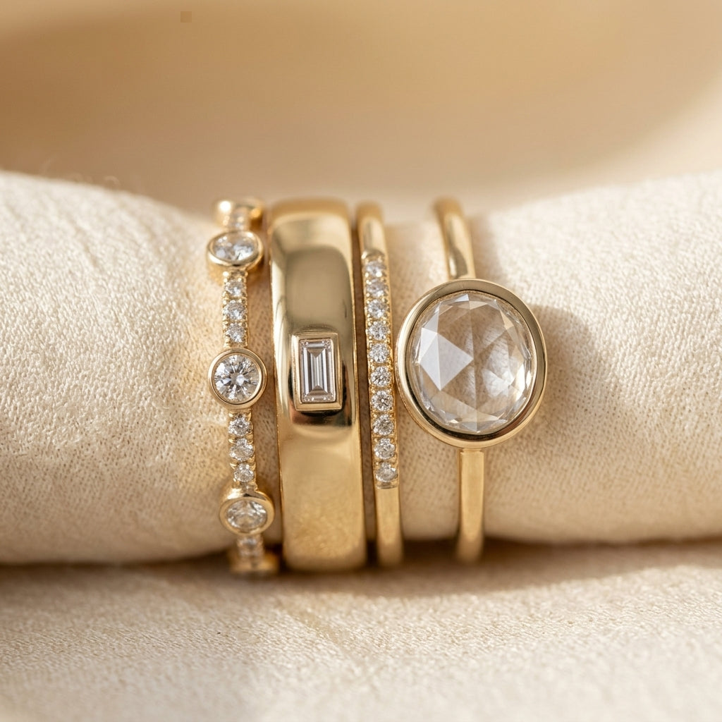 Gold Stacked Bezel Ring Set II