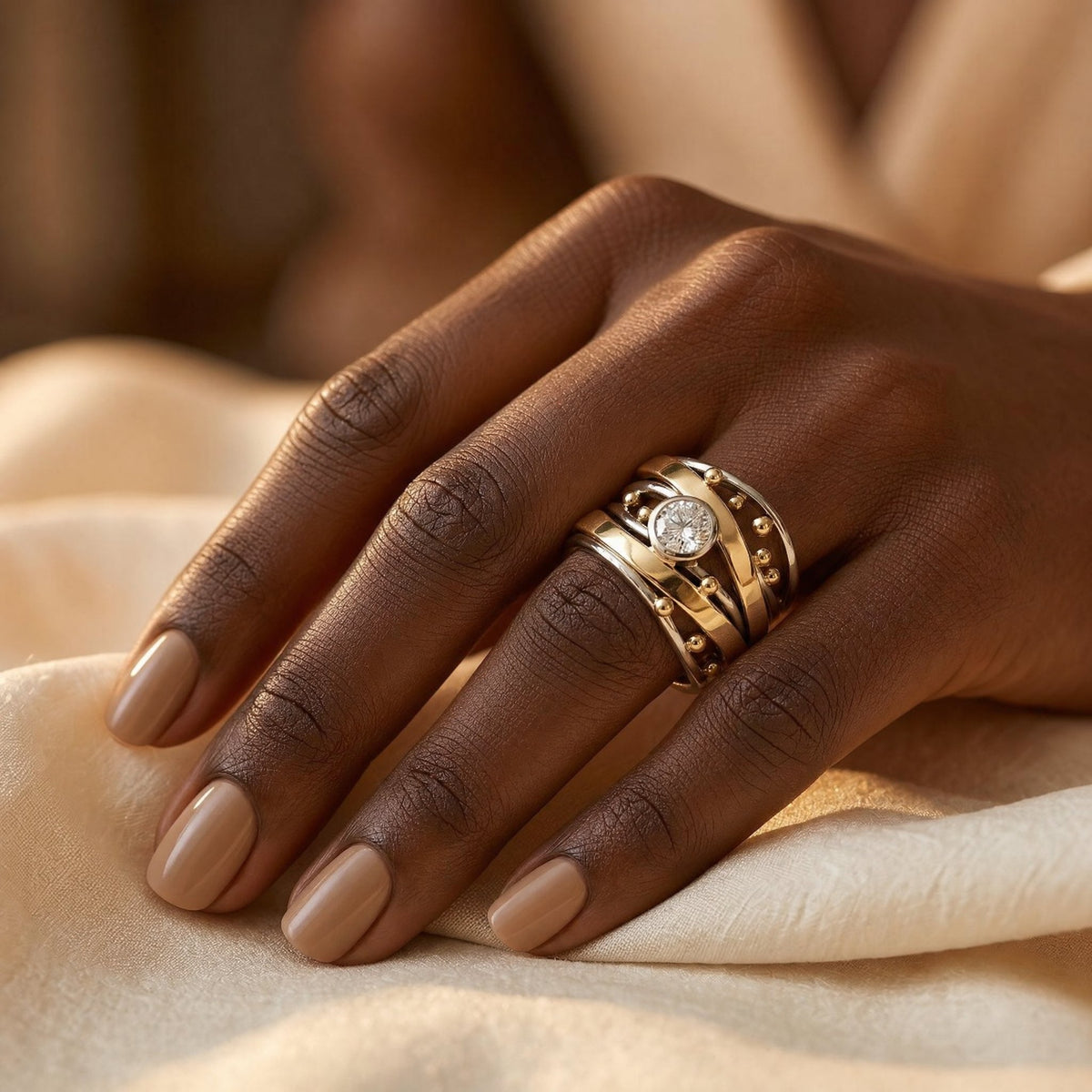 Silver and Gold Bezel Wrap Ring