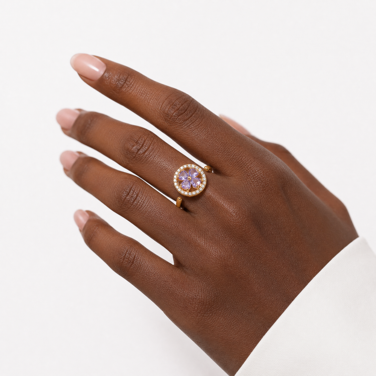 Gold Sapphire Floral Ring