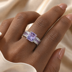 Silver Amethyst Channel Ring