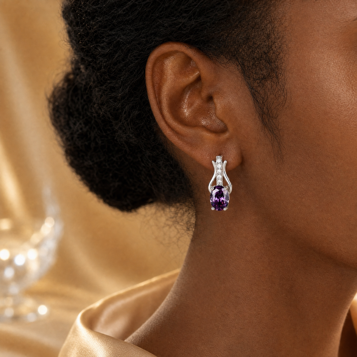 Silver Amethyst Drop Earrings