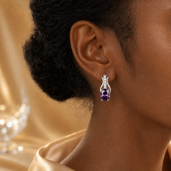 Silver Amethyst Drop Earrings