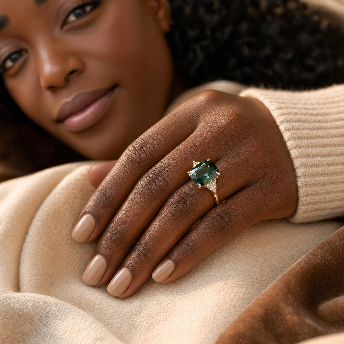 Gold Emerald Solitaire Ring