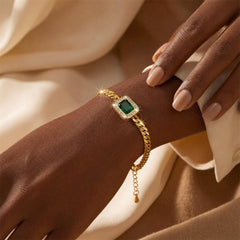 Gold Emerald Chain Bracelet