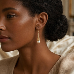 Gold Filigree Pearl Drop Earrings