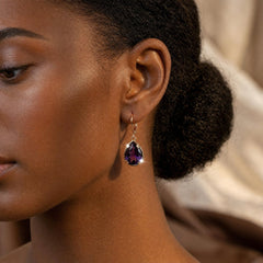 Gold Amethyst Teardrop Earrings
