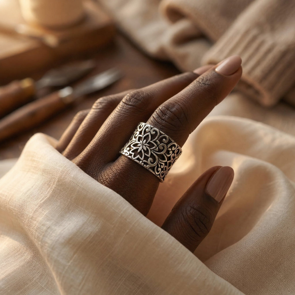 Silver Ornate Filigree Ring