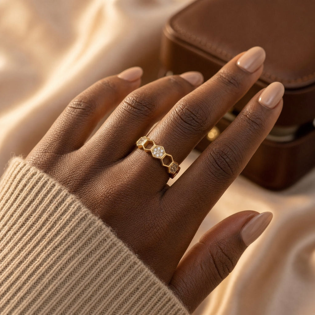 Gold Geometric Open Ring