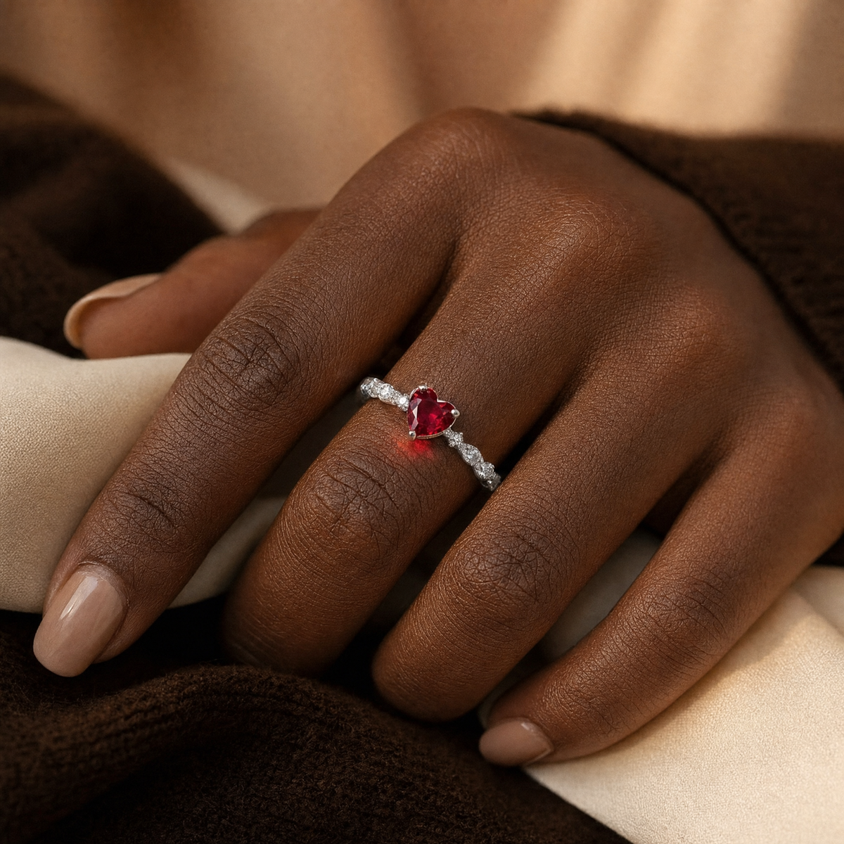 Gold Ruby Heart Ring