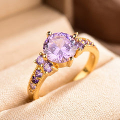 Gold Amethyst Cluster Ring