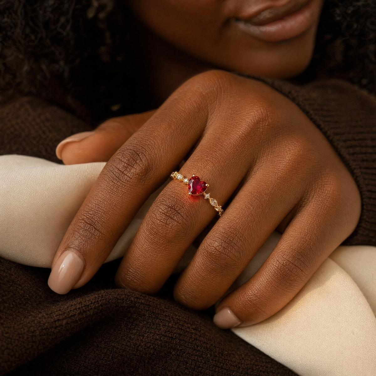 Gold Ruby Heart Ring