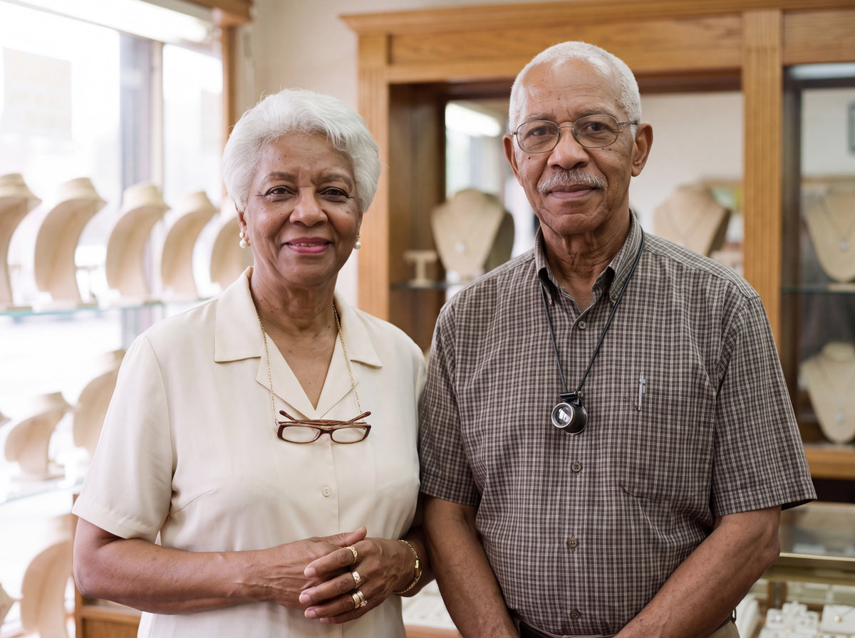 Otis and Ruby Mae Whitfield behind the counter